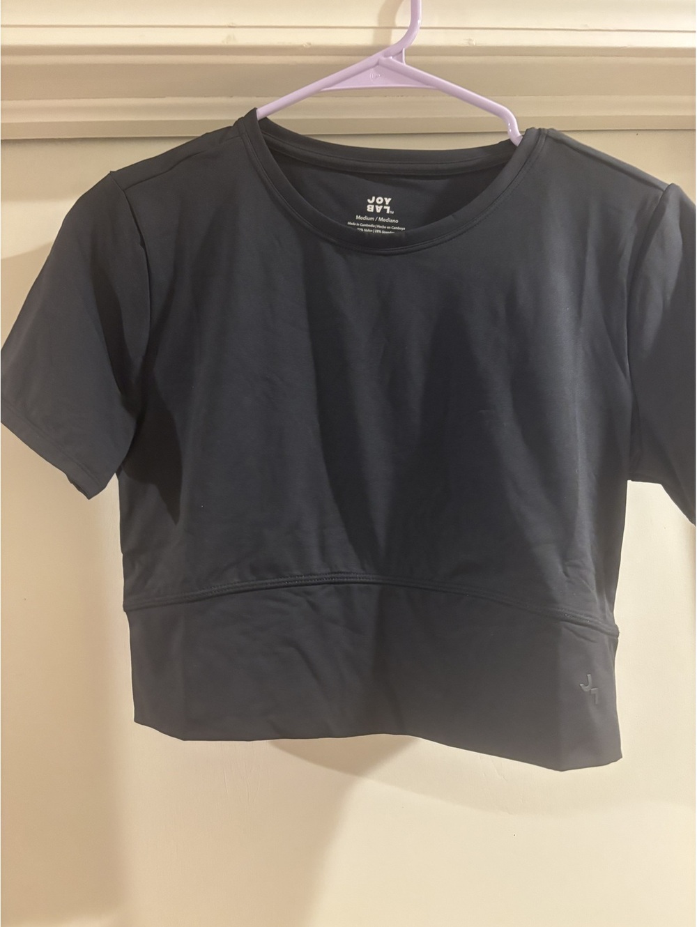 JoyLab Cropped Fit Short Sleeve Tee Black Moisture Wicking Top Women’s M NWT